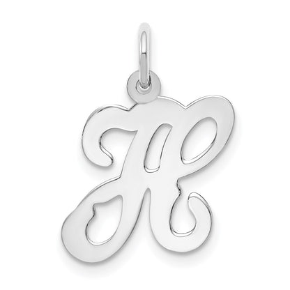 14k White Gold Script Letter H Initial Charm Pendant for Women