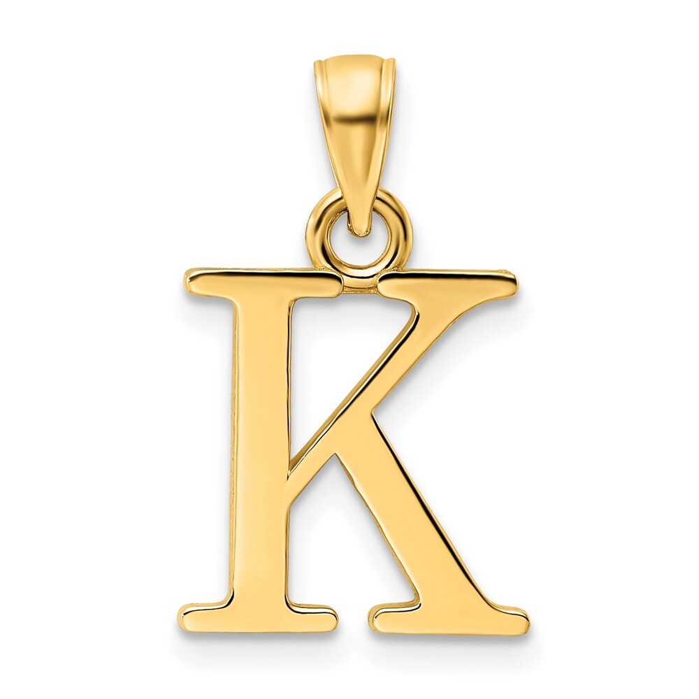 14k Yellow Gold Polished Letter K Pendant for Women