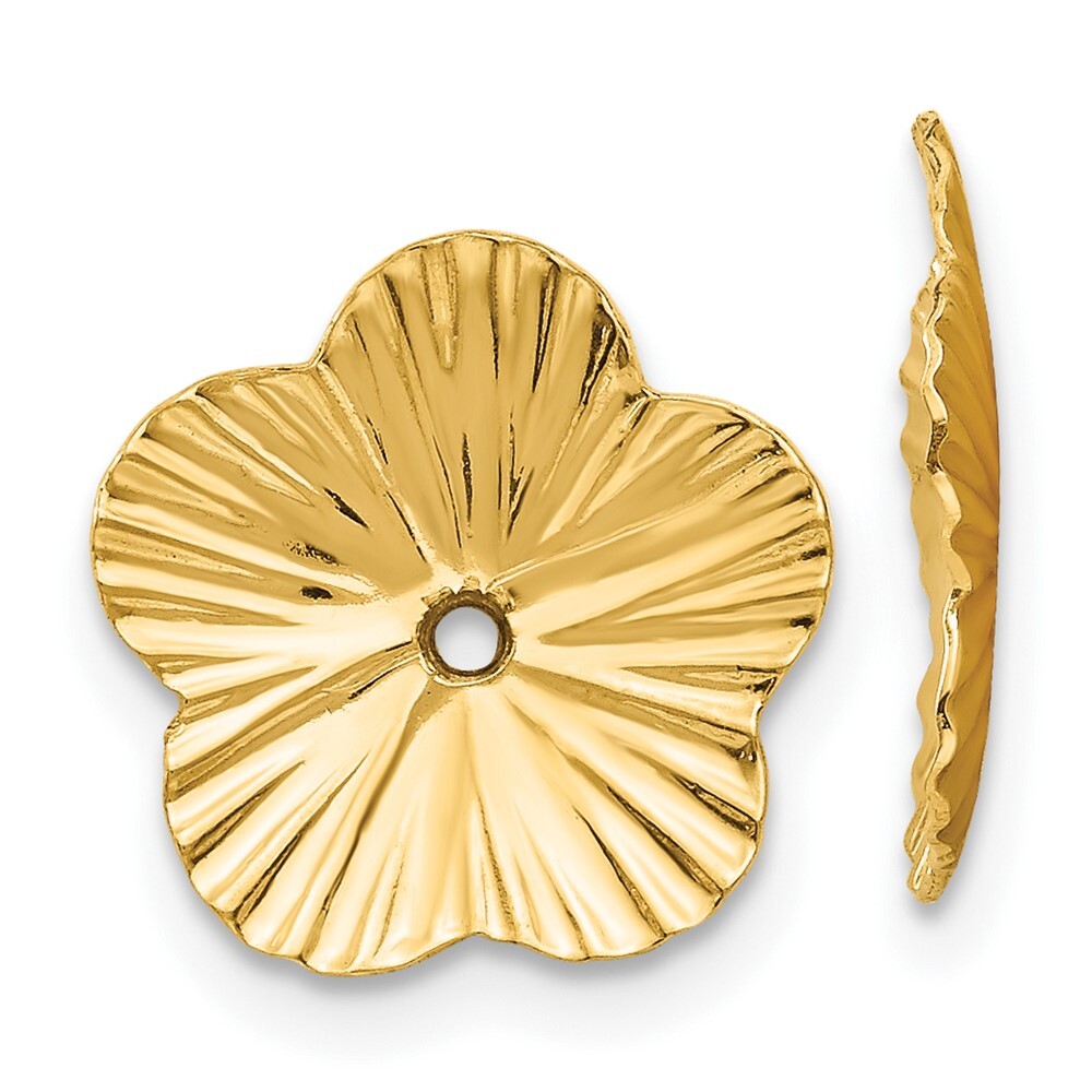 14k Yellow Gold Polished Fancy Earring Jackets Gift for Women