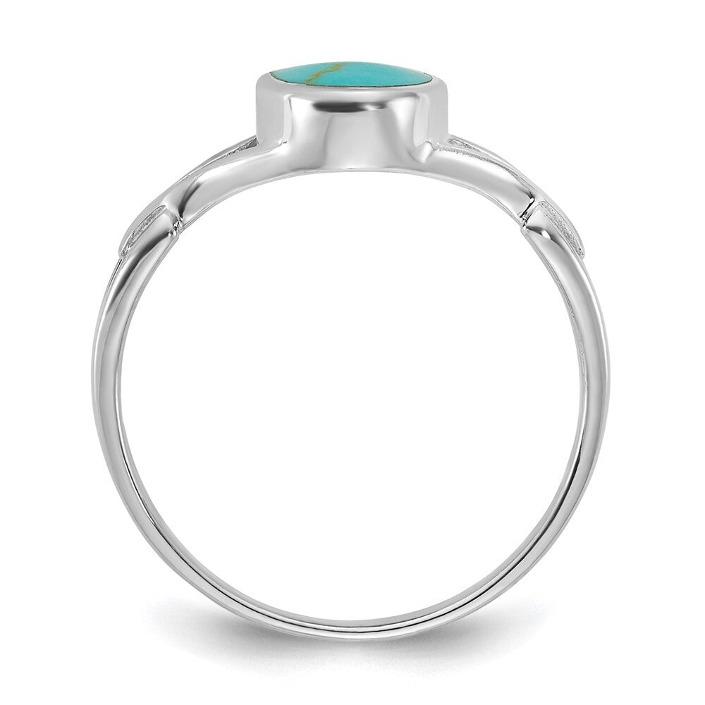 Sterling Silver Rhodium-plated Polished Reconstituted Turquoise Ring Size 8