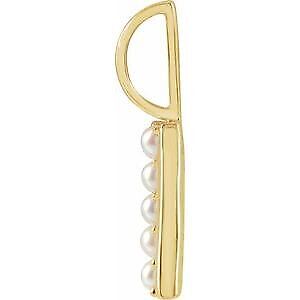 14k Yellow Gold Cultured White Freshwater Pearl Initial A Charm Pendant