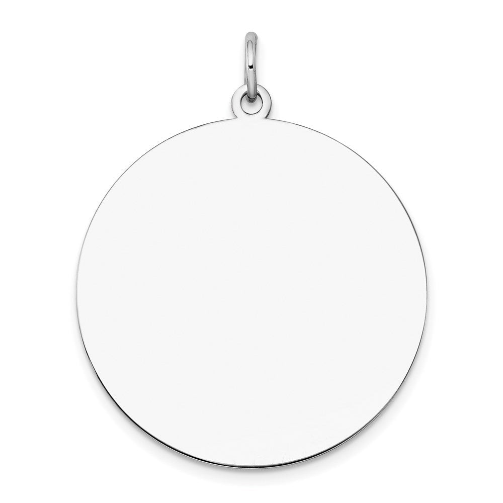 14k White Gold Plain .018 Gauge Round Engravable Disc Charm