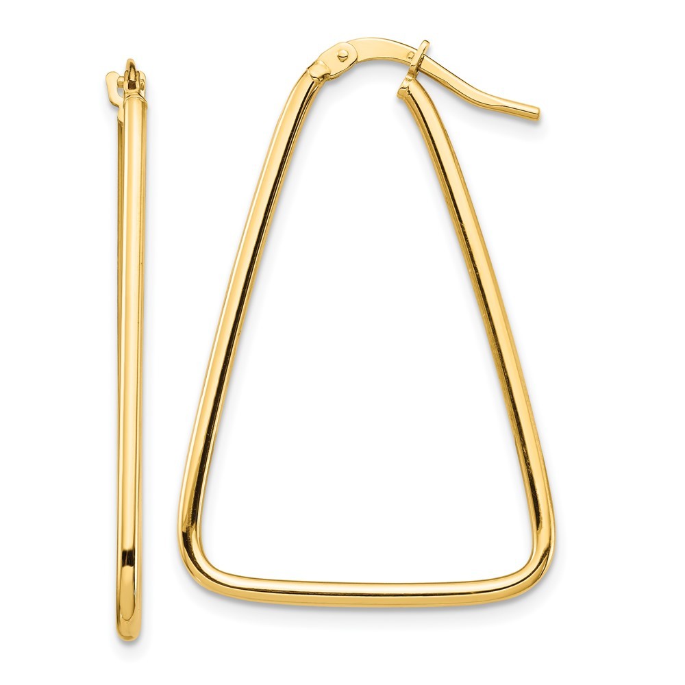 14k Yellow Gold 1.5mm Polished Triangle Dangle Hoop Earrings