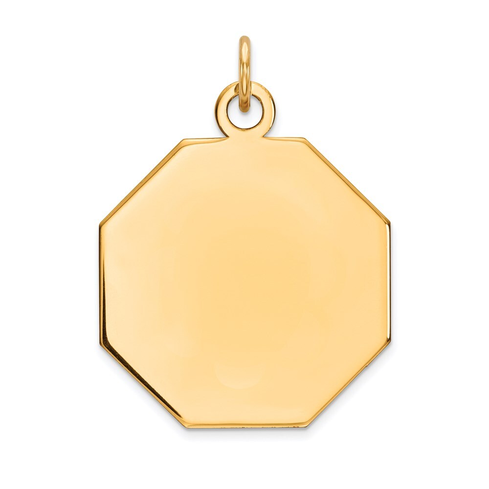 14k Yellow Gold Plain .018 Gauge Engravable Octagonal Disc Charm