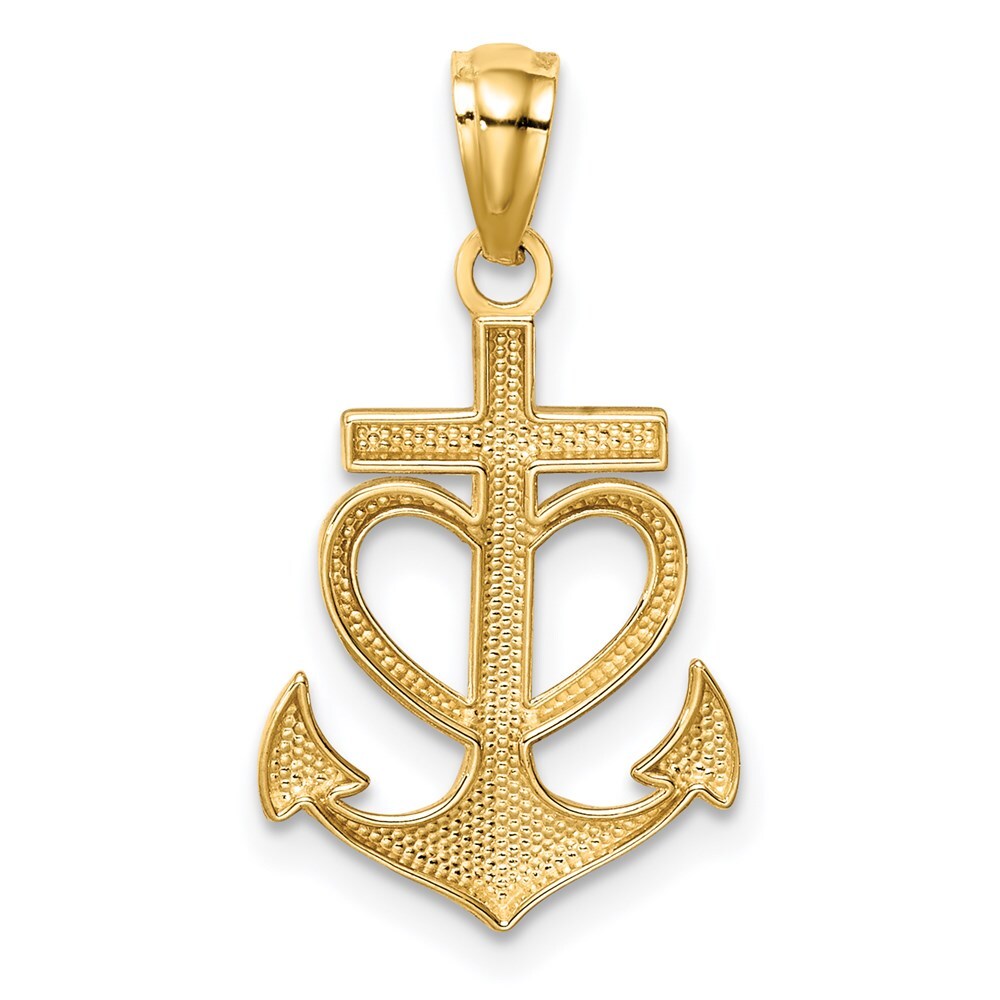 14k Yellow Gold Anchor with Heart Pendant for Women