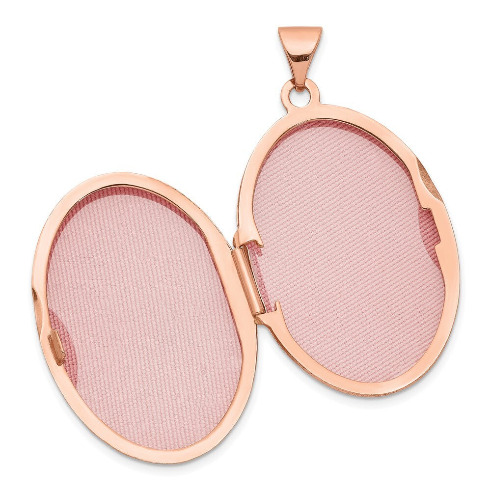 14k Rose Gold Polished 26mm Domed Oval Locket Pendant for Women