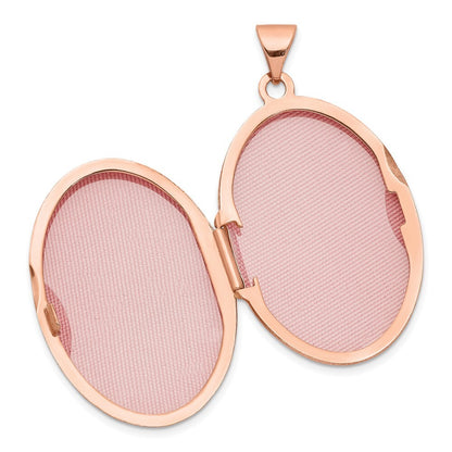 14k Rose Gold Polished 26mm Domed Oval Locket Pendant for Women
