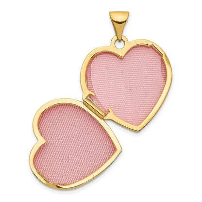 14k Yellow Gold  Rhodium DAUGHTER Floral 18mm Heart Locket Pendant for Women