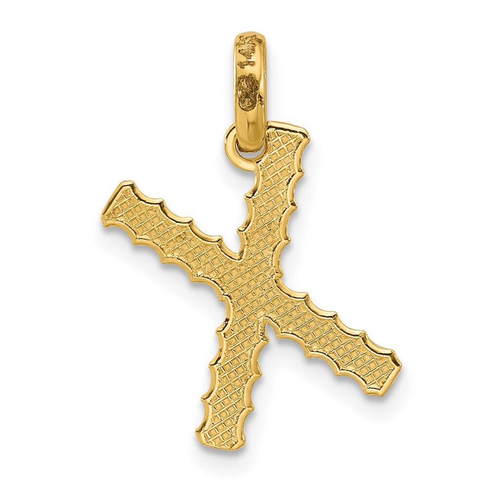 14k Yellow Gold Fancy Twist Letter X Pendant for Women
