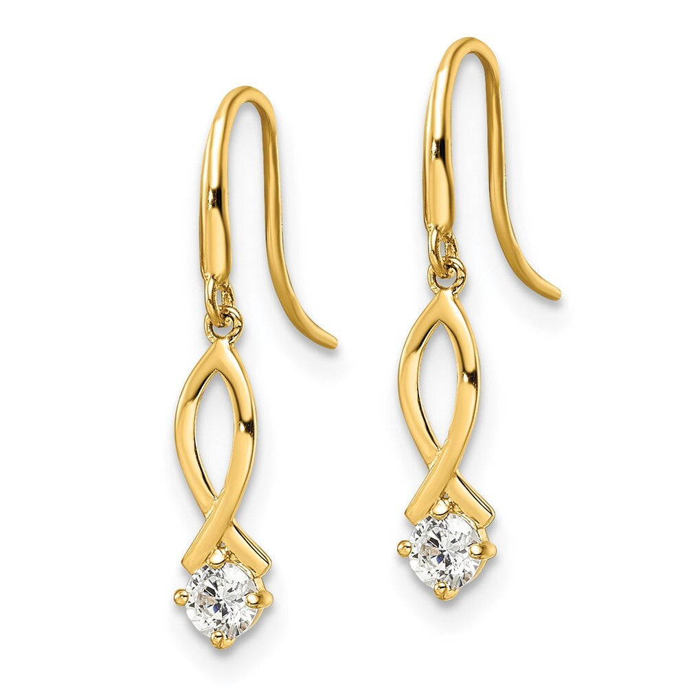 14k Yellow Gold Cubic Zirconia Dangle Earrings Gift for Women