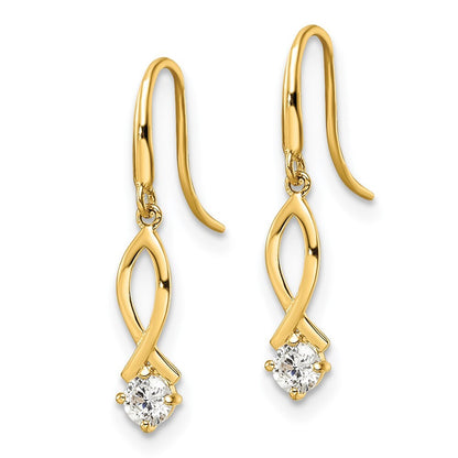 14k Yellow Gold Cubic Zirconia Dangle Earrings Gift for Women