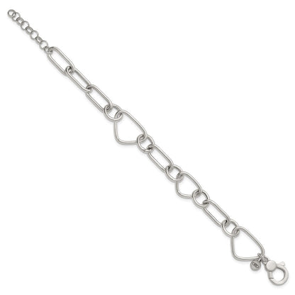 Sterling Silver  Triangle Round and Oval Link 8" with 1" extender Bracelet