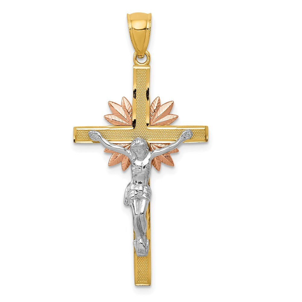 14k Tri-Color Gold Tri-color Crucifix Pendant for Women