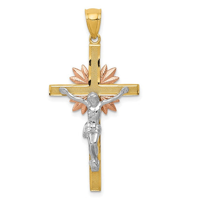 14k Tri-Color Gold Tri-color Crucifix Pendant for Women