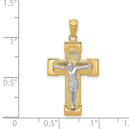 14k Two-tone Gold Crucifix Pendant for Women