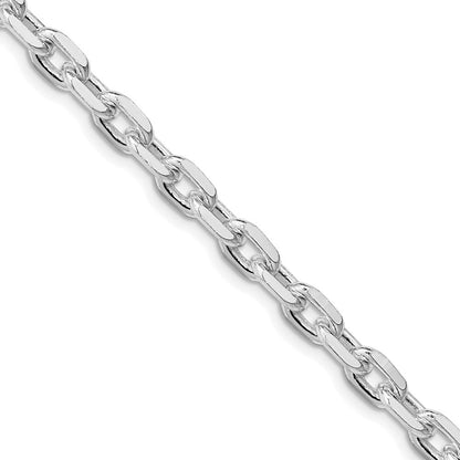 Sterling Silver Rhodium-plated 5.4mm Beveled Oval Cable Chain