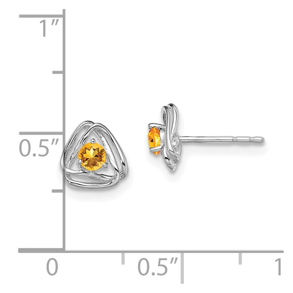 14k White Gold Citrine Stud Earrings Gift for Women