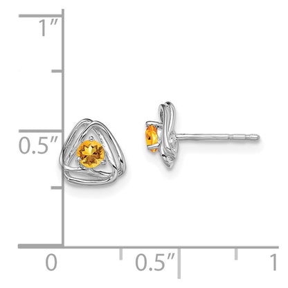 14k White Gold Citrine Stud Earrings Gift for Women