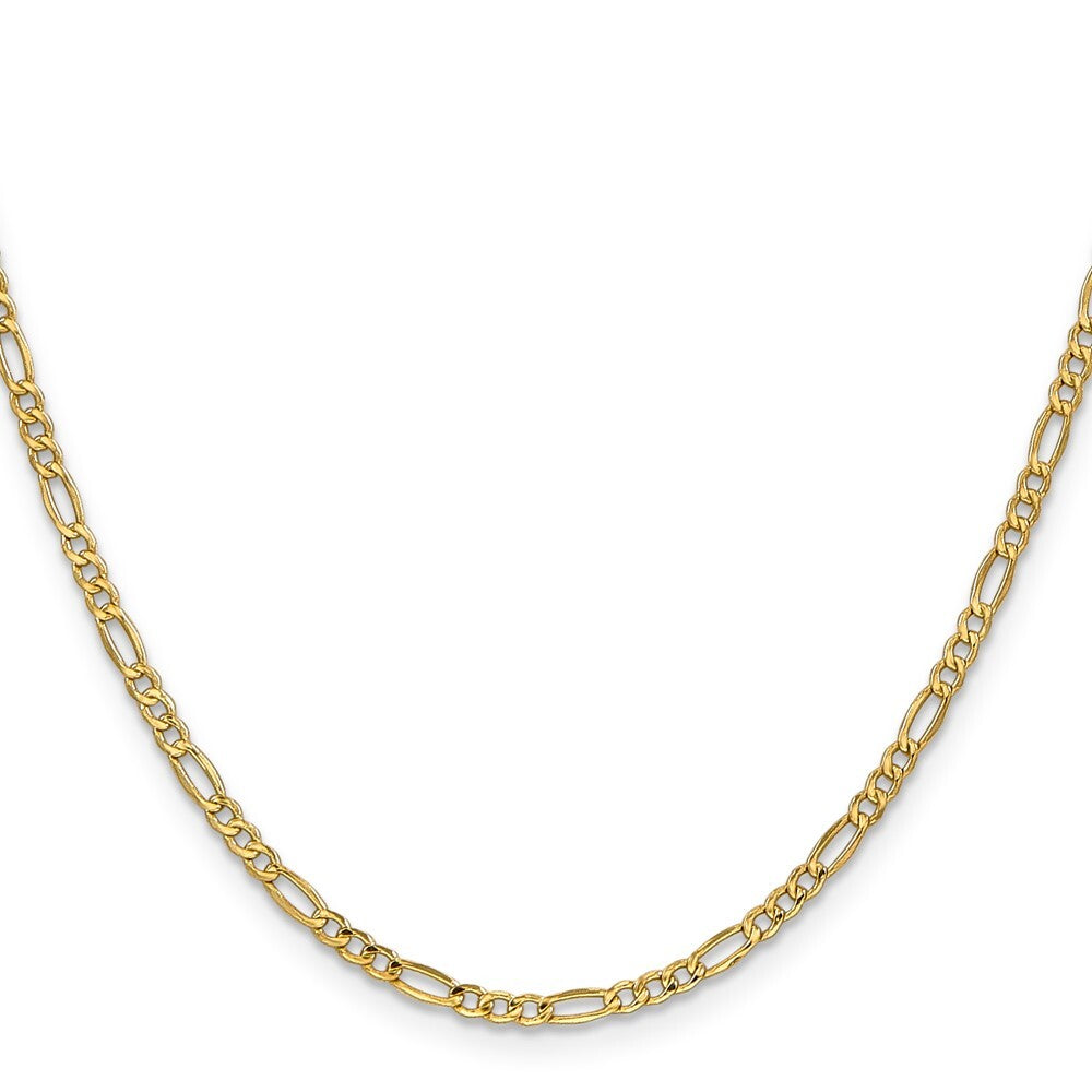 14k Yellow Gold 26 inch 2.5mm Semi-Solid Figaro with Lobster Clasp Chain