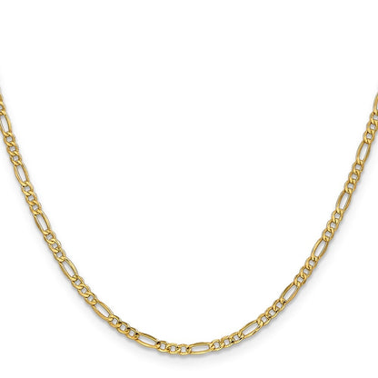 14k Yellow Gold 26 inch 2.5mm Semi-Solid Figaro with Lobster Clasp Chain