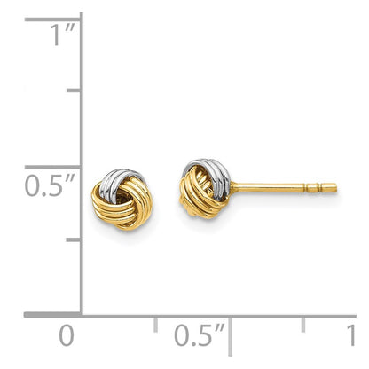 14k Yellow Gold White Rhodium Love Knot Earring Gift for Women