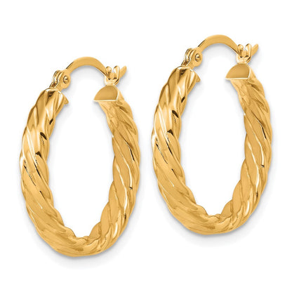 14k Yellow Gold Small 3mm Patterned Hoop Earrings