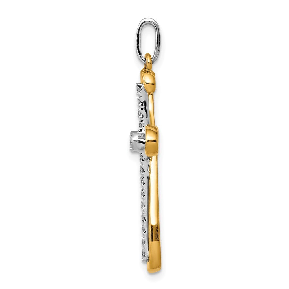 14k Two-Tone Gold 1/6ct. Diamond Cross Pendant
