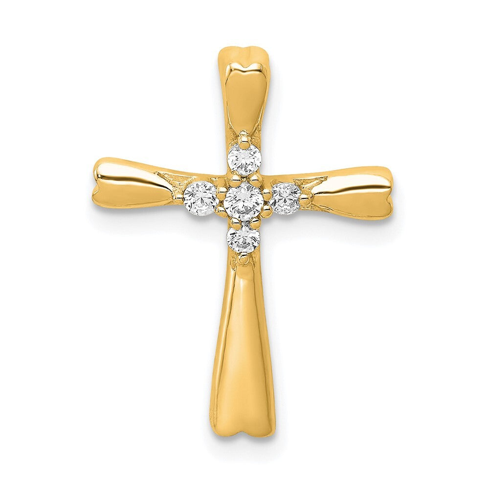 14k Yellow Gold Diamond Cross Slide Pendant for Women