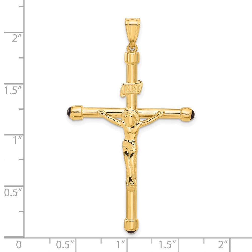 14k Yellow Gold Polished Crucifix Onyx Pendant