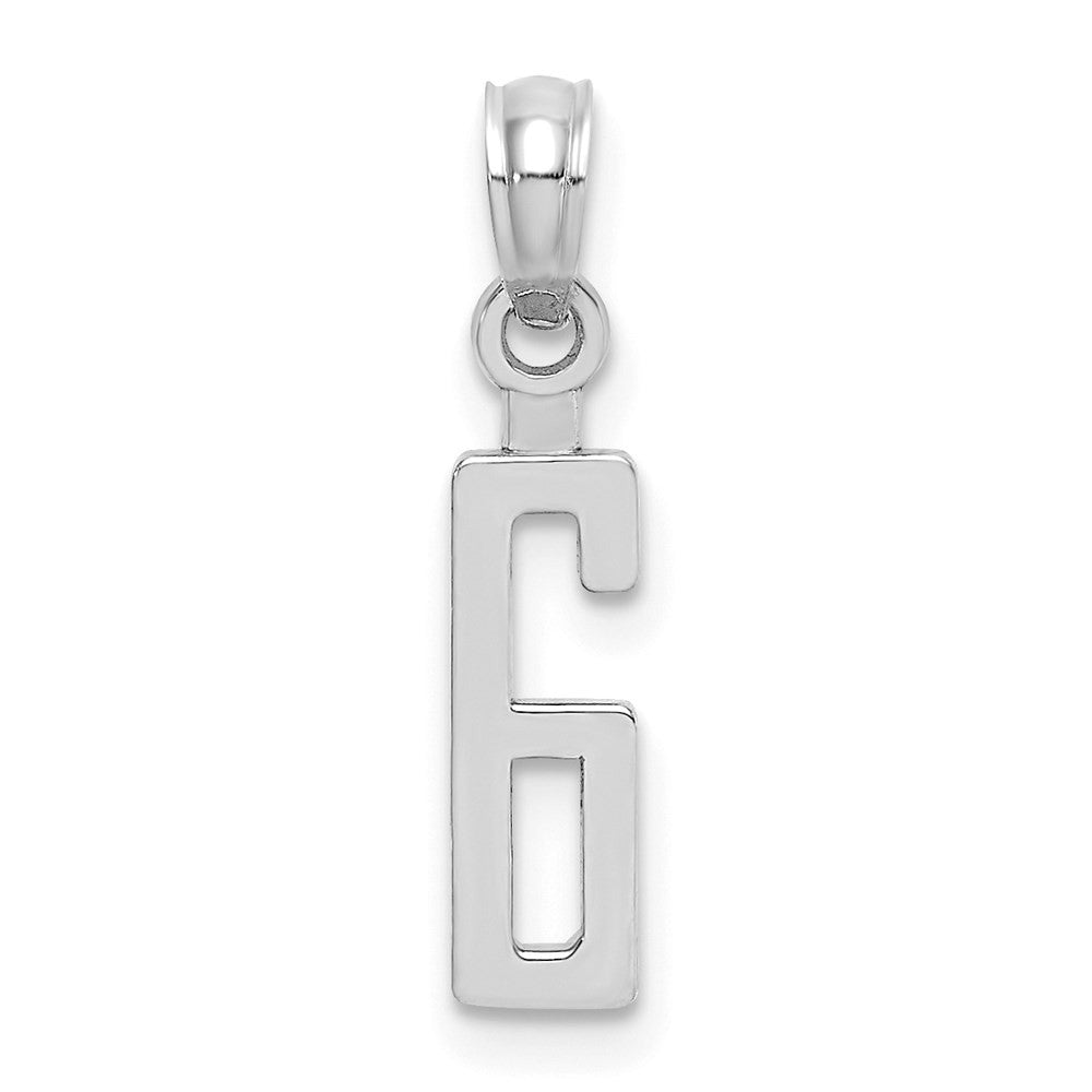 14K White Polished Number 6 Pendant