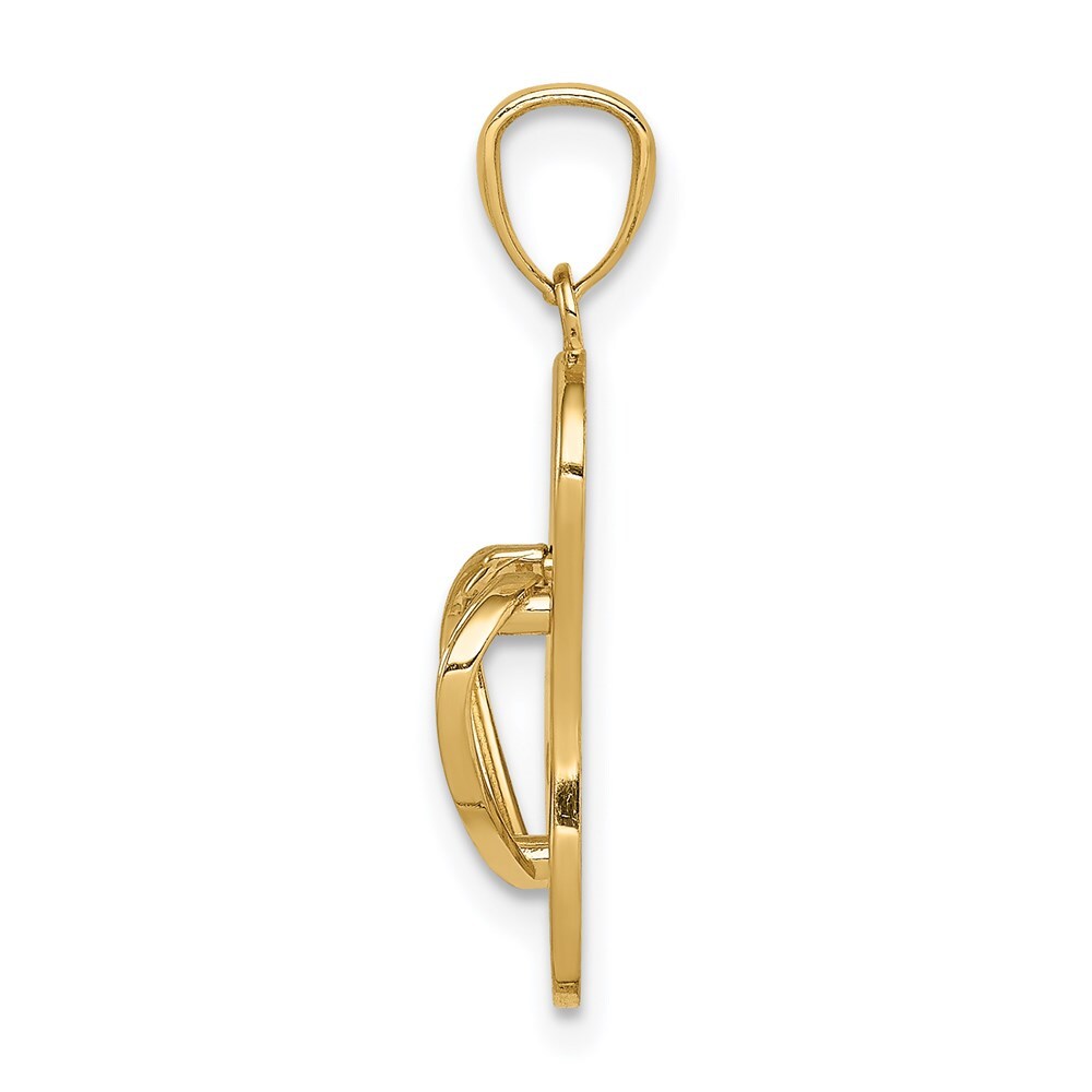 14k Yellow Gold 3D Flip Flop Pendant for Women