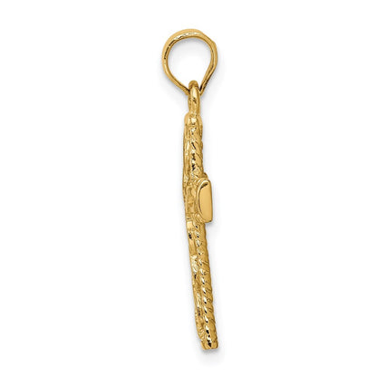 14k Yellow Gold Polished Braided Cross Pendant for Women