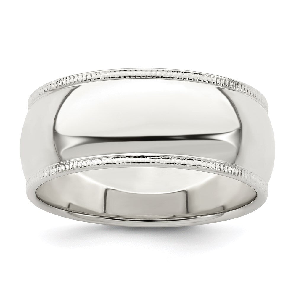 Sterling Silver 8mm Half Round Milgrain Size 6 Band Ring