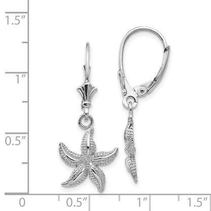 14K White Gold Starfish Drop Dangle Earrings