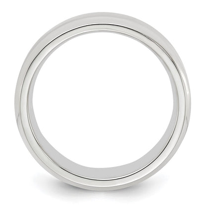 Sterling Silver Rhodium-plated 6mm Bevel Edge Size 9 Band Ring