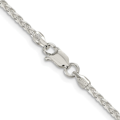 Sterling Silver Rhodium-plated 2.15mm Diamond-cut Round Spiga Chain Necklace