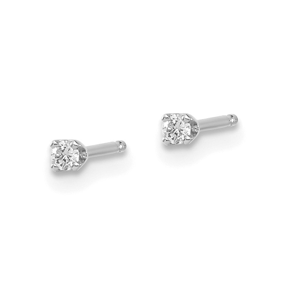 14K White Gold .05ct I1 J-K Diamond Stud Push-on Earrings