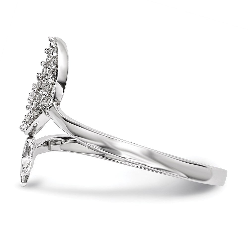 Sterling Silver Rhodium-plated Cubic Zirconia Moon and Star Ring Size 8