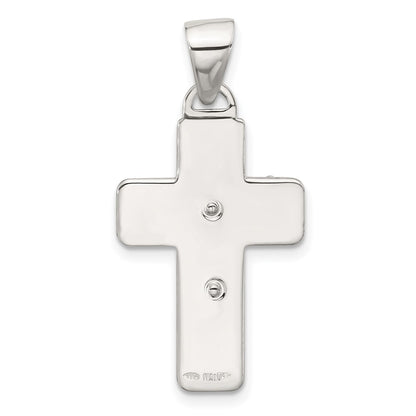 Sterling Silver Satin and Polished Crucifix Cross Pendant