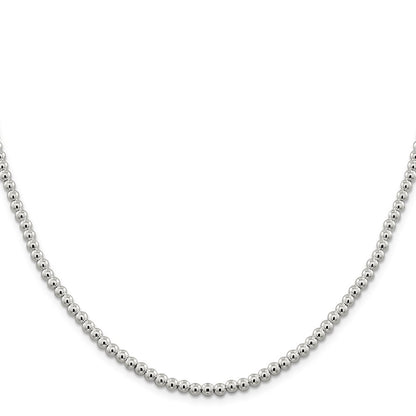 Sterling Silver 4mm Beads on Box Chain Necklace