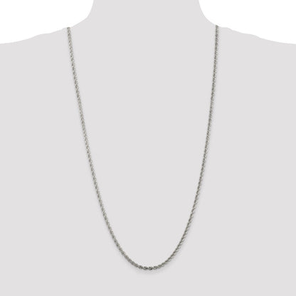 Sterling Silver Rhodium-plated 3mm Solid Rope Chain