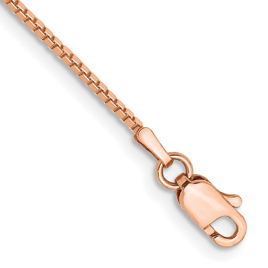 14K Rose Gold 7 inch 1mm Box Link Bracelet