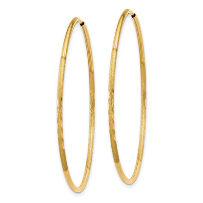 14k Yellow Gold 1.25mm Diamond-cut Endless Hoop Earring