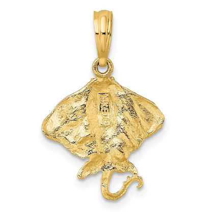 14k Yellow Gold Stingray Charm Pendant for Women