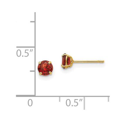 14k Yellow Gold Round Garnet 4mm Stud Earrings Gift for Women