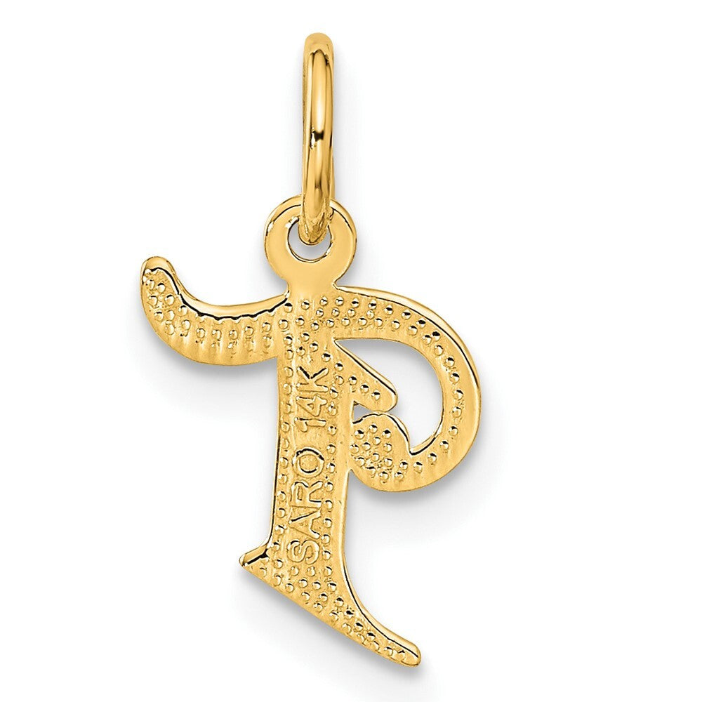 14k Yellow Gold Letter T Initial Charm Pendant for Women