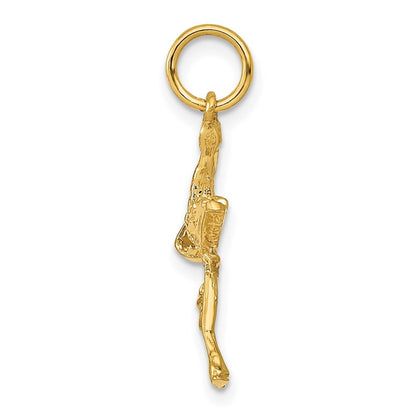 14k Yellow Gold Solid 3-Dimensional Stork Charm Pendant for Women