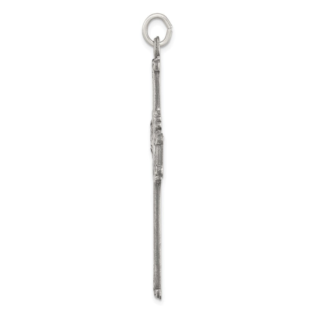 Sterling Silver Antiqued, Textured and Brushed Cross Pendant
