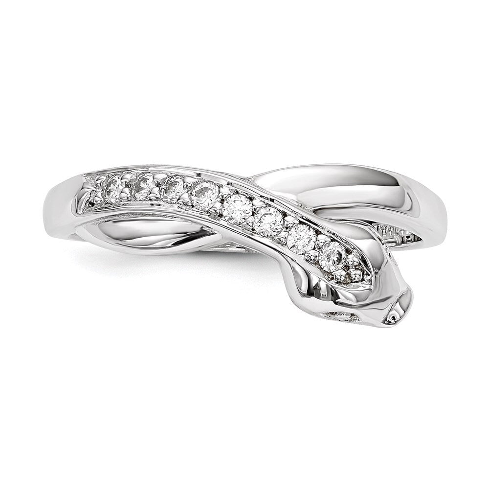 Sterling Silver Rhodium-plated Cubic Zirconia Snake Ring Size 8