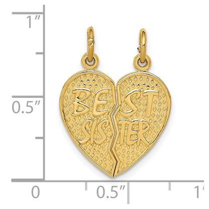 14k Yellow Gold Best Sister Break-apart Charm Pendant